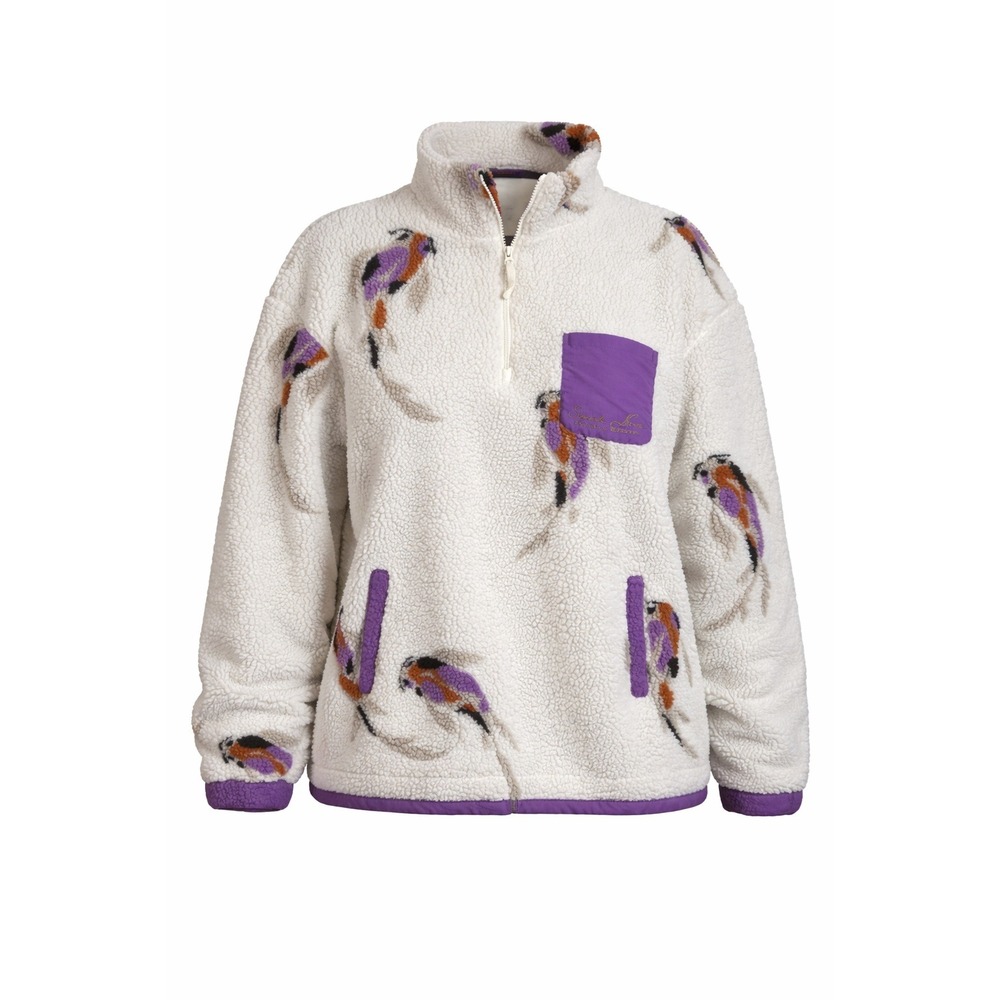 Taylor Swift Koi Fish Quarter Zip Sherpa Pullover Speak Now TV Plus Sz 3XL White